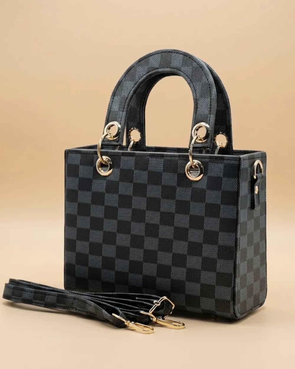 Checker Mini Crossbody Bag - Black, view 1