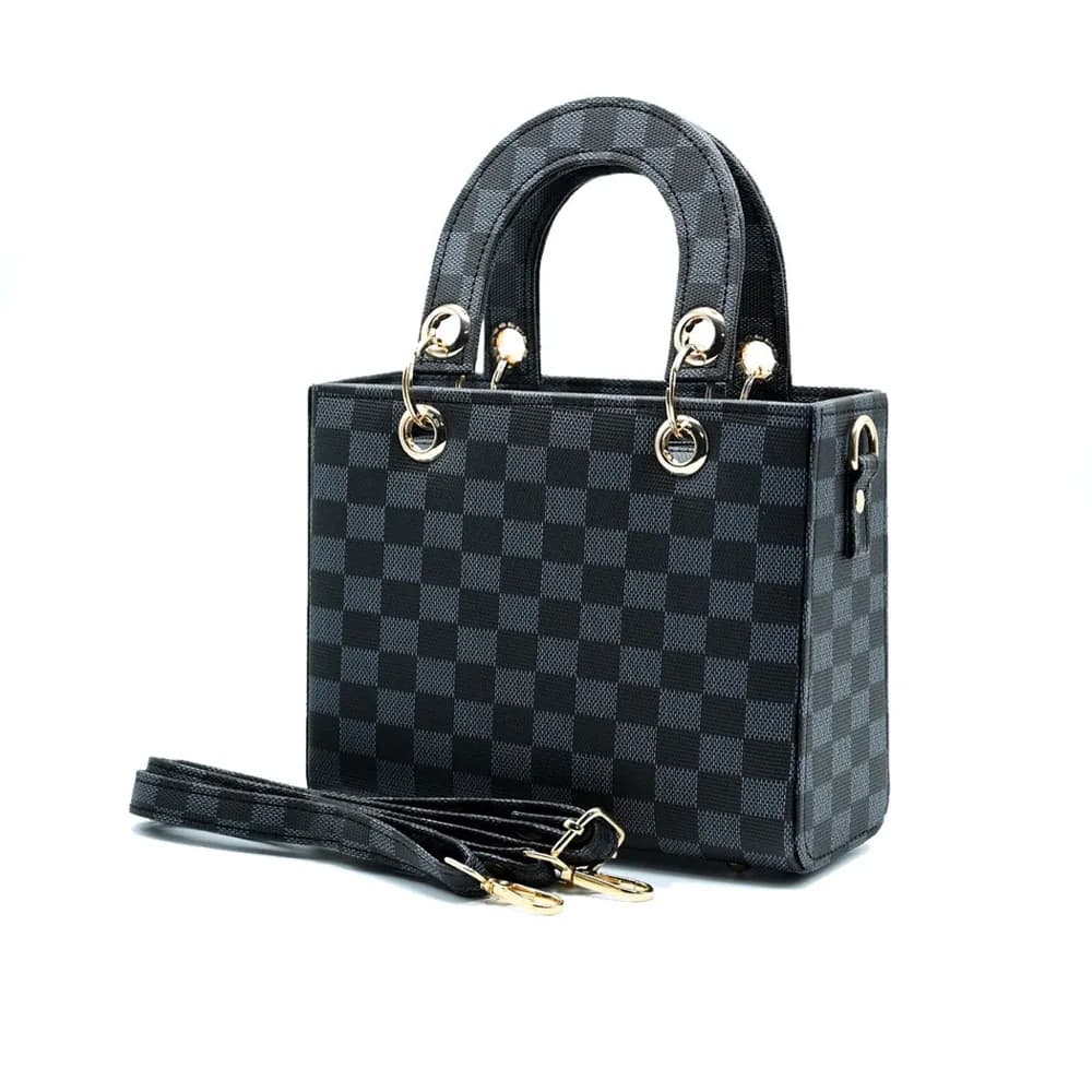Checker Mini Crossbody Bag - Black, view 3