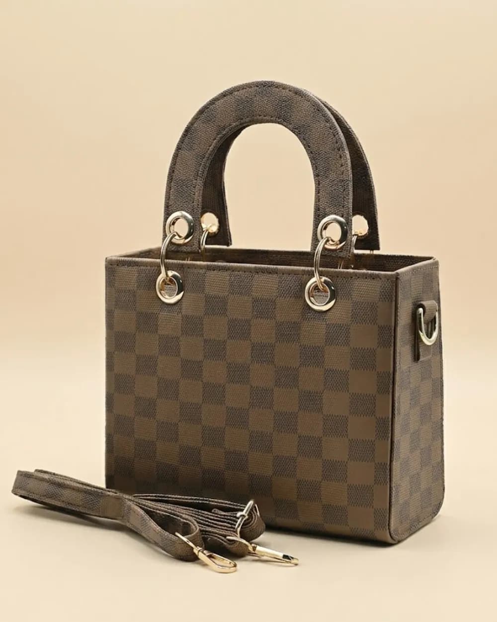 Checker Mini Crossbody - Brown, view 1