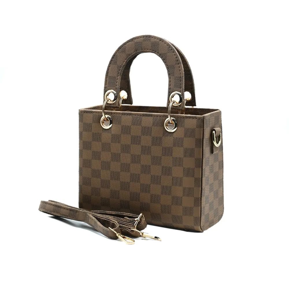 Checker Mini Crossbody - Brown, view 3
