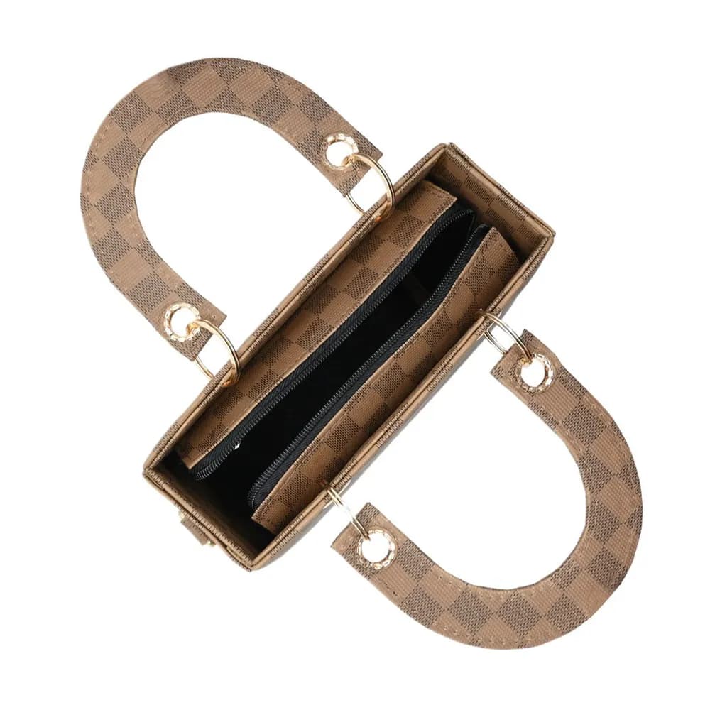Checker Mini Crossbody - Brown, view 5