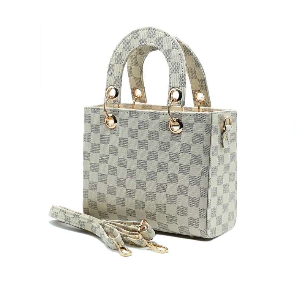 Checker Mini Crossbody - White, view 3