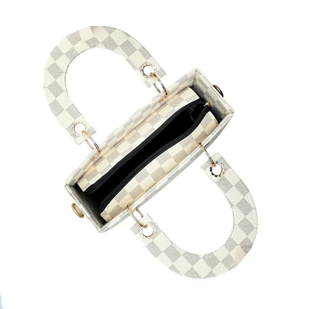 Checker Mini Crossbody - White, view 5