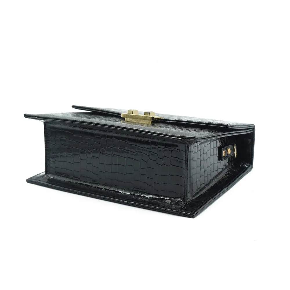 Leather Crossbody Bag - Black, view 4