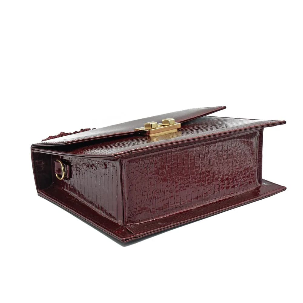 Leather Crossbody Bag - Maroon, view 5