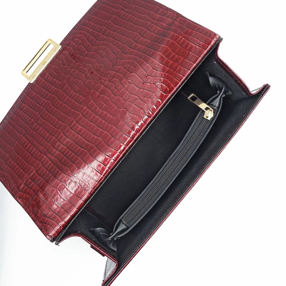 Leather Crossbody Bag - Maroon, view 6