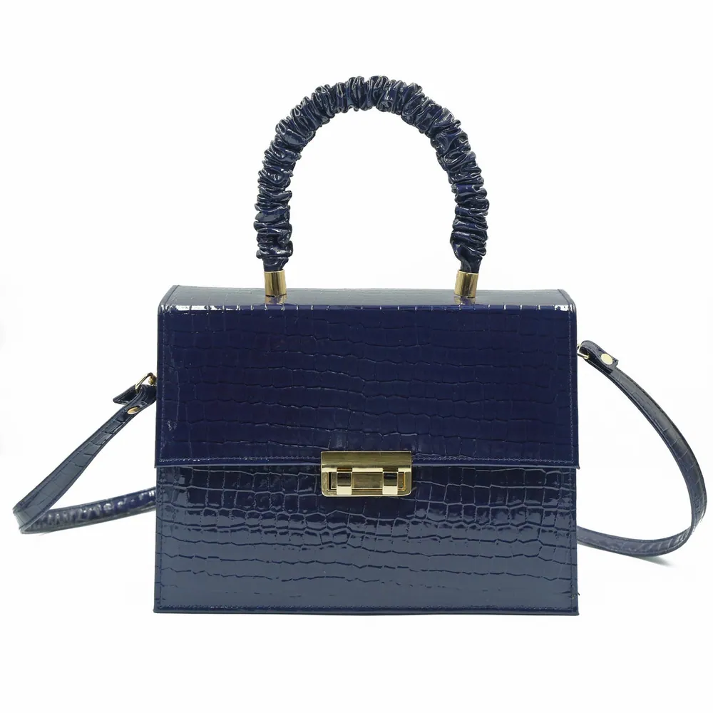 Leather Crossbody Bag - Navy Blue, view 2