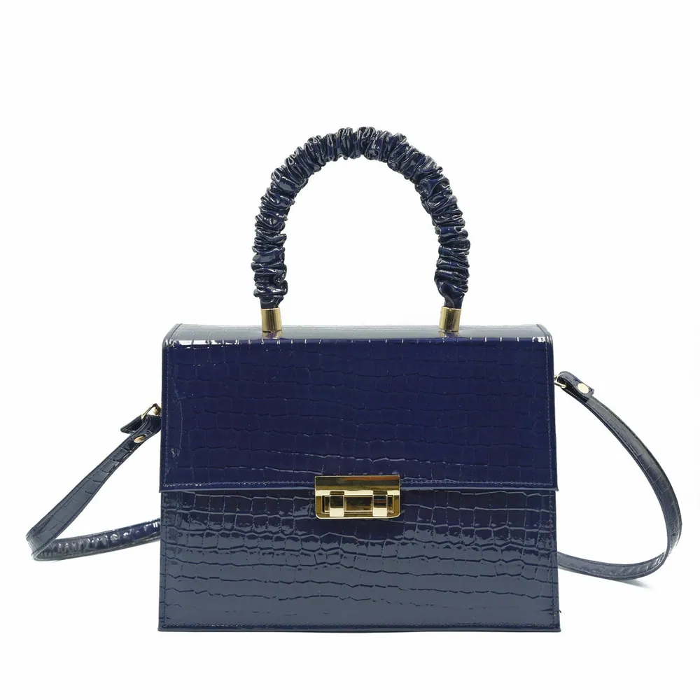 Leather Crossbody Bag - Navy Blue, view 3