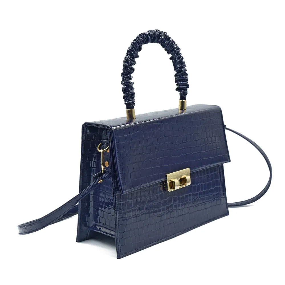 Leather Crossbody Bag - Navy Blue, view 4