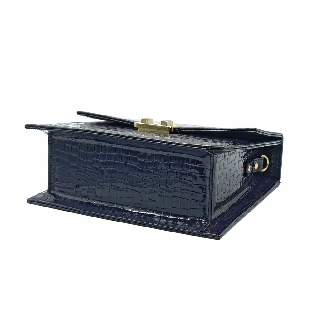 Leather Crossbody Bag - Navy Blue, view 5