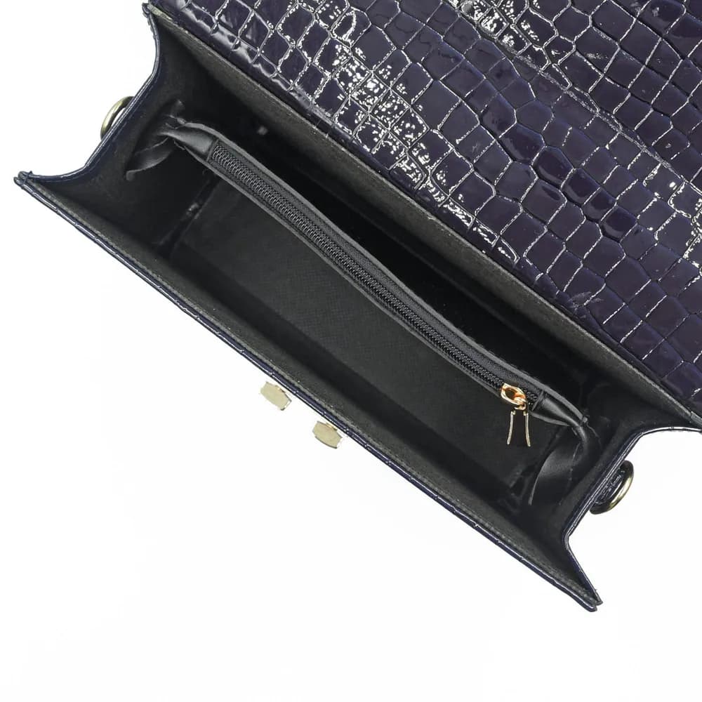 Leather Crossbody Bag - Navy Blue, view 6
