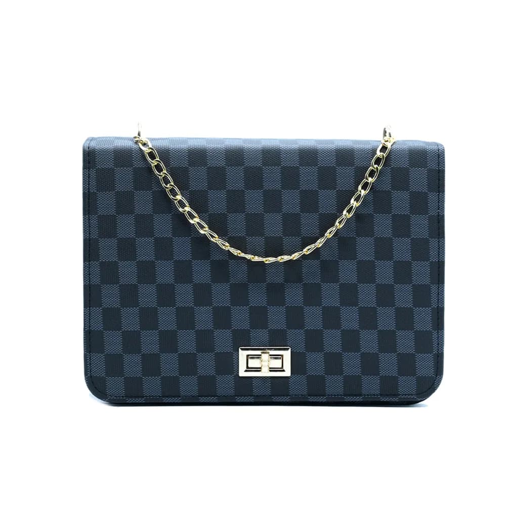 Luxury Grid Chain Bag Black, view 2