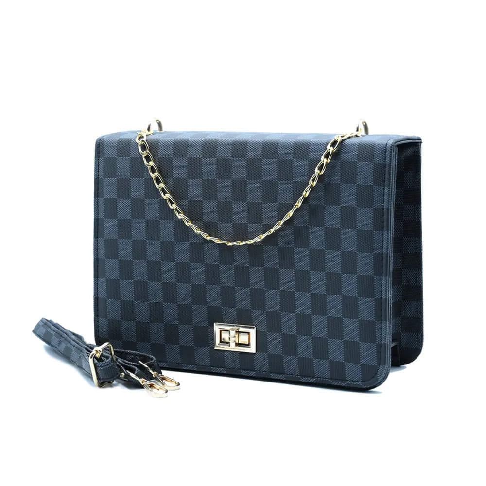 Luxury Grid Chain Bag Black, view 3