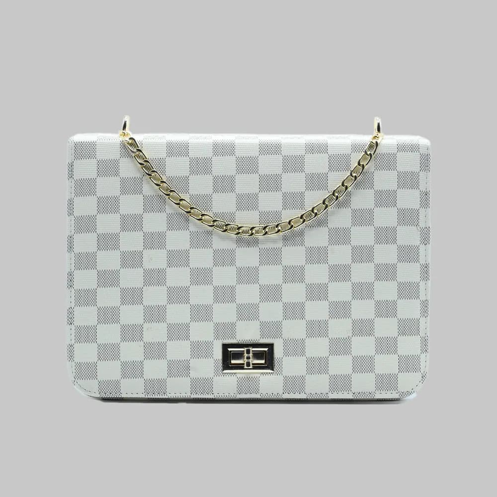 Luxury Grid Chain Bag Cream, view 1