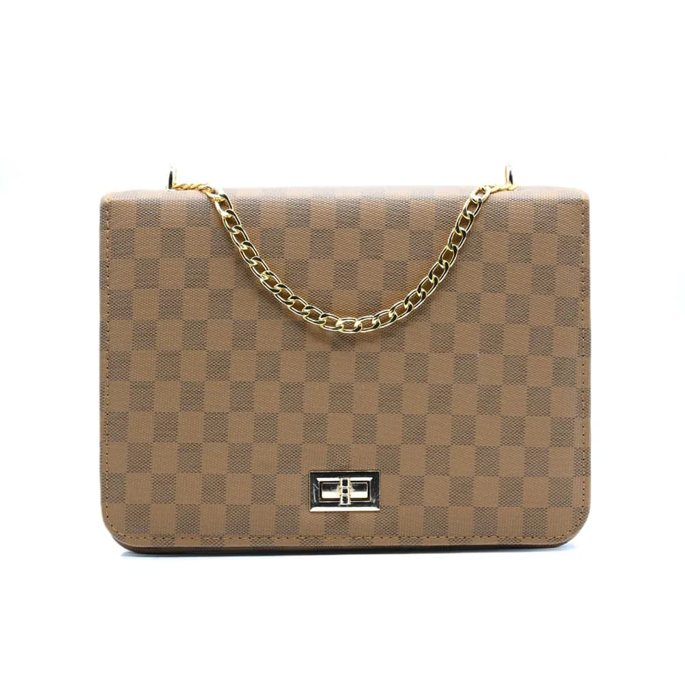 Luxury Grid Chain Bag Light Brown, view 2