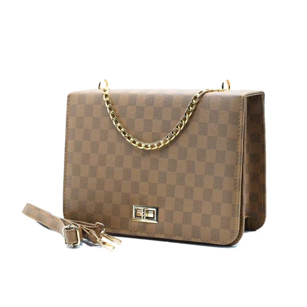 Luxury Grid Chain Bag Light Brown, view 3