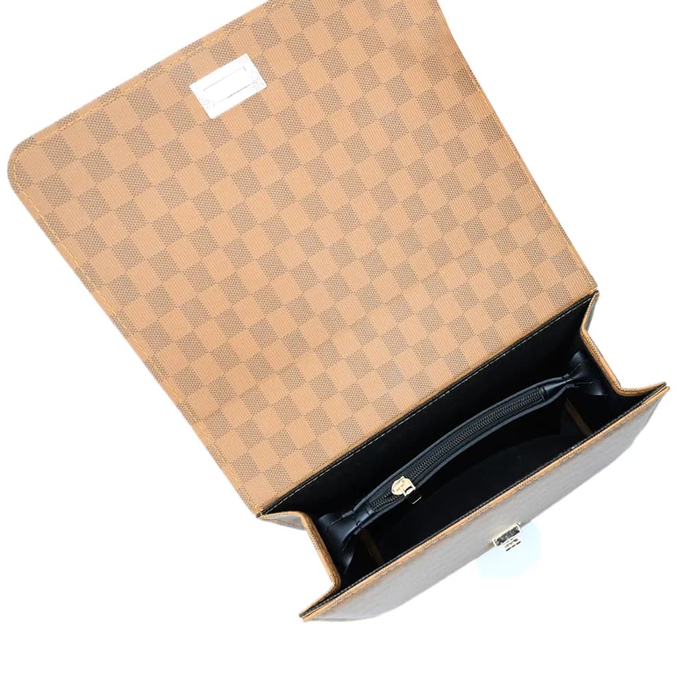 Luxury Grid Chain Bag Light Brown, view 5