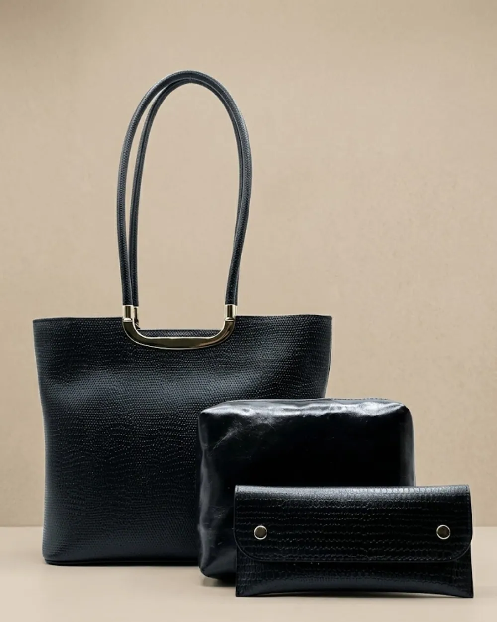 Metro Luxe Tote Set Black, view 1