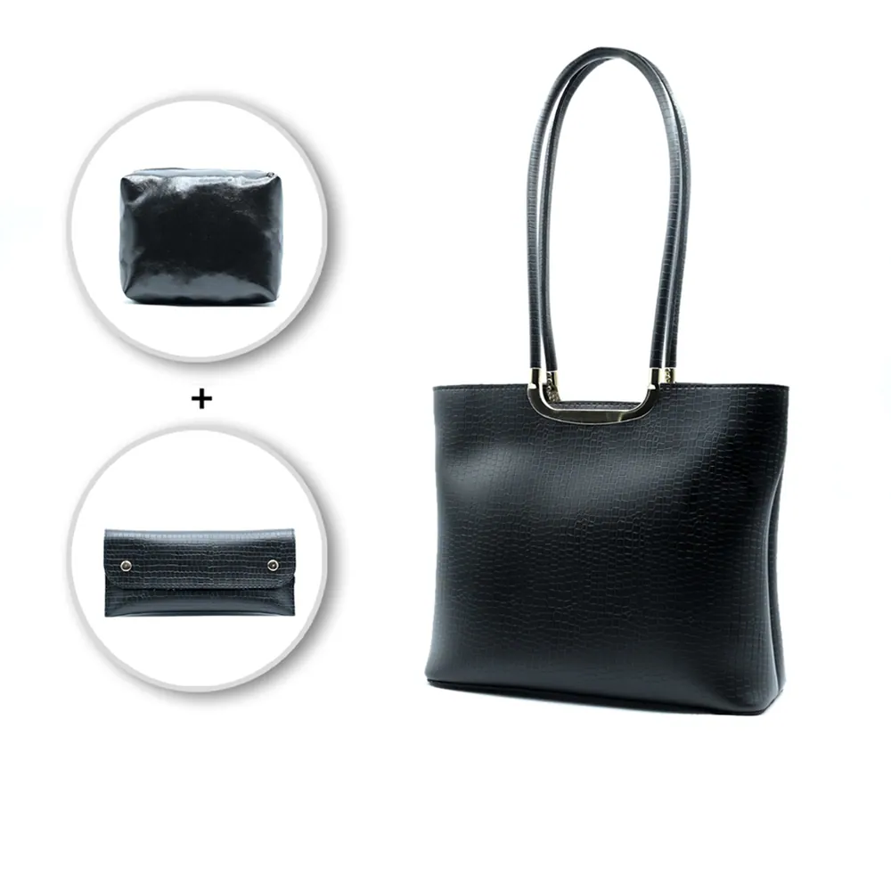 Metro Luxe Tote Set Black, view 2