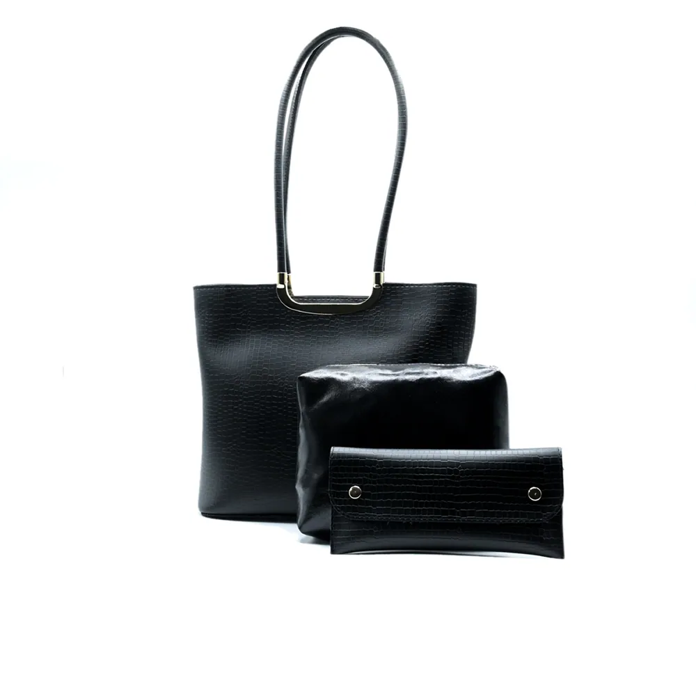 Metro Luxe Tote Set Black, view 3