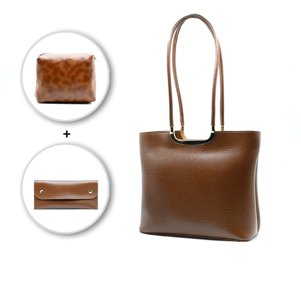Metro Luxe Tote Set Brown, view 2