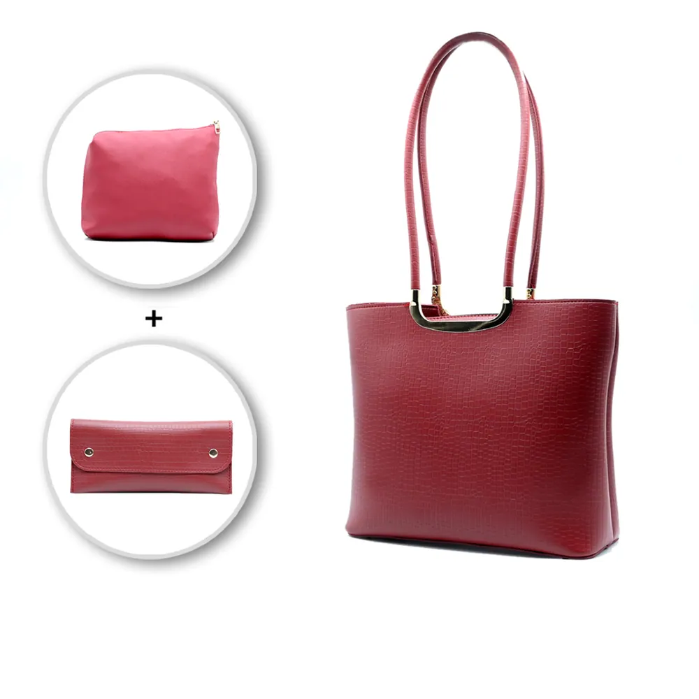Metro Luxe Tote Set Maroon, view 2