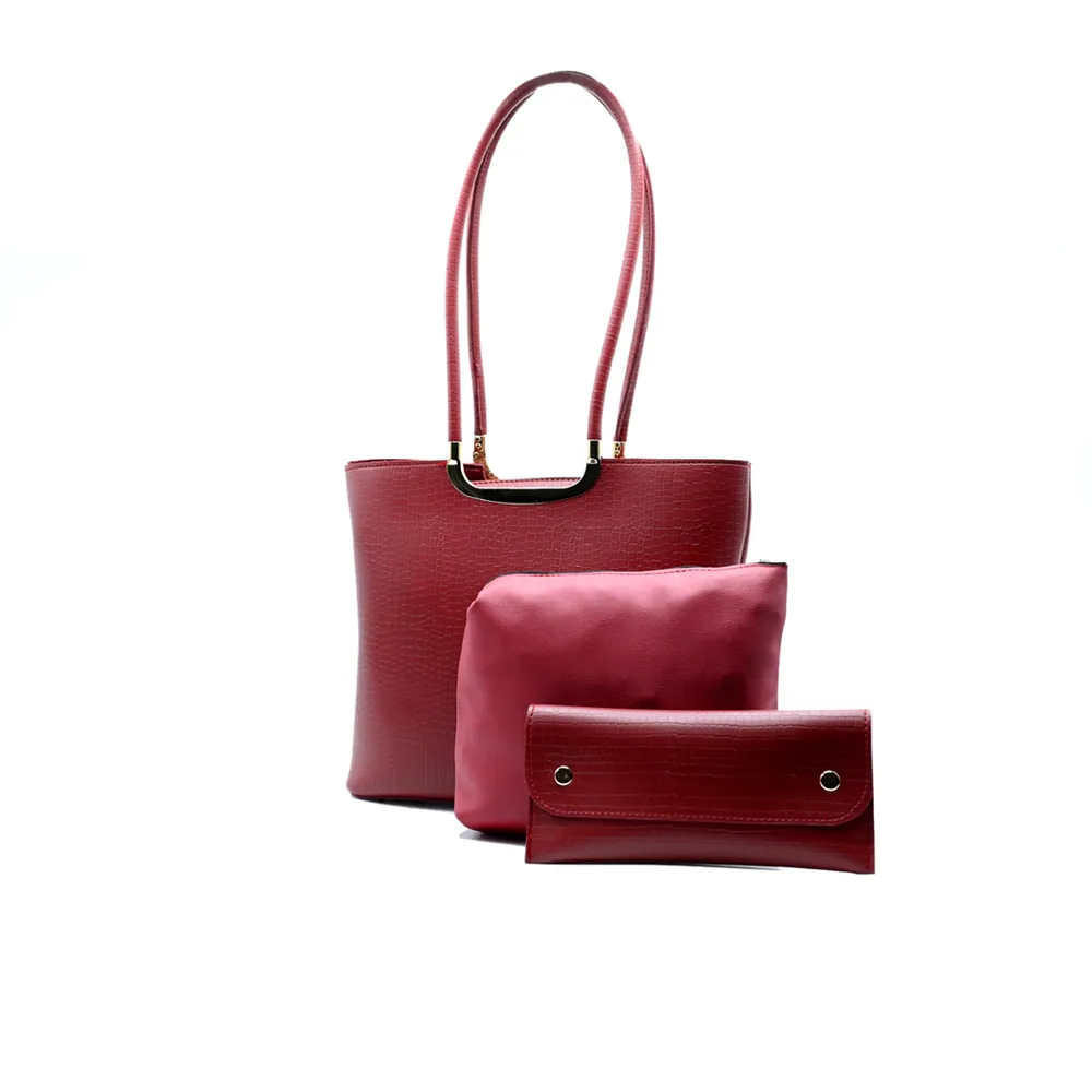 Metro Luxe Tote Set Maroon, view 3
