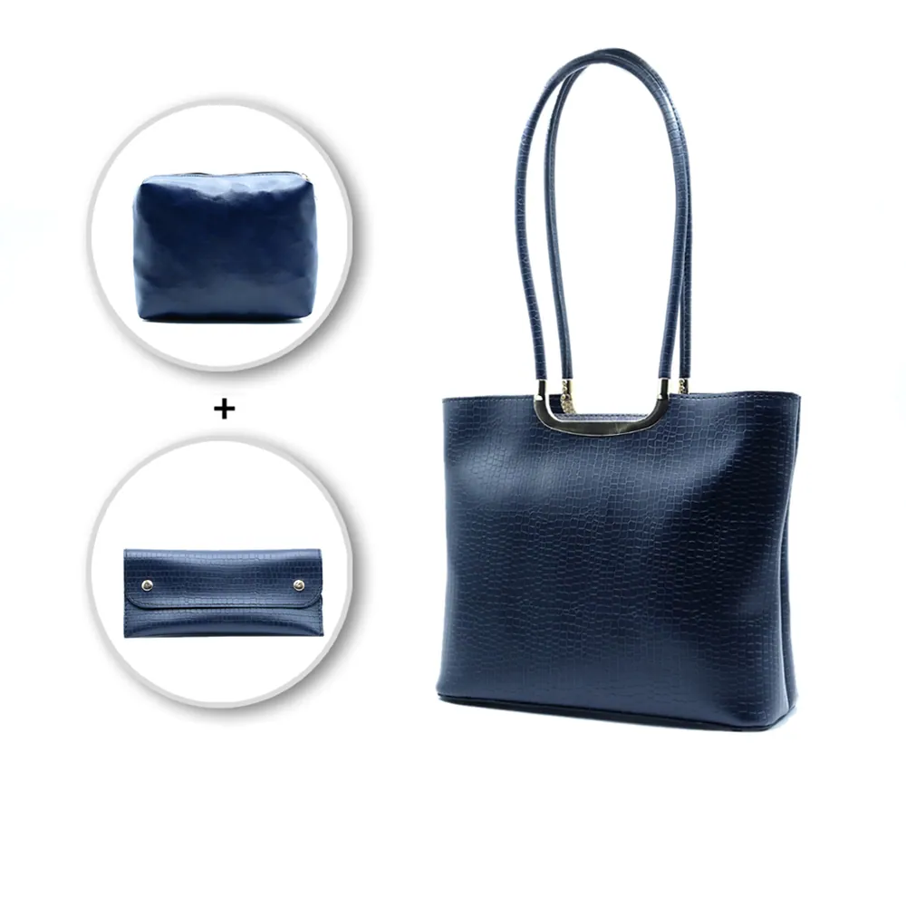 Metro Luxe Tote Set Navy Blue, view 2
