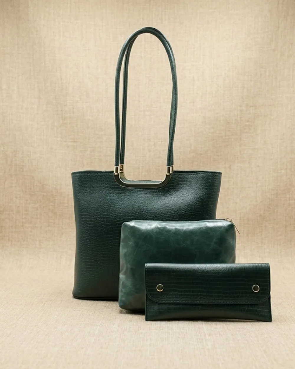 Metro Luxe Tote Set Olive Green, view 1