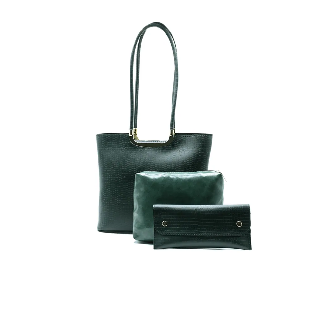 Metro Luxe Tote Set Olive Green, view 3