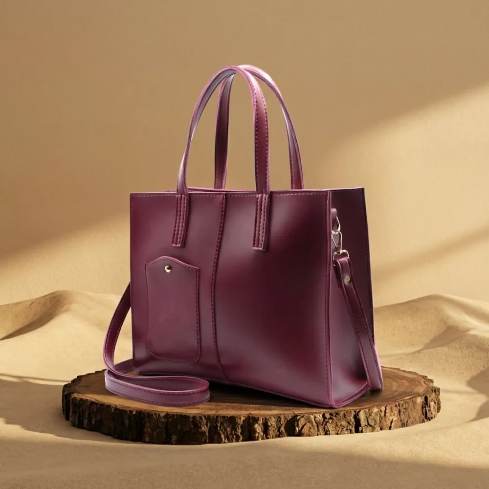 Modern Pocket Tote Maroon, view 2