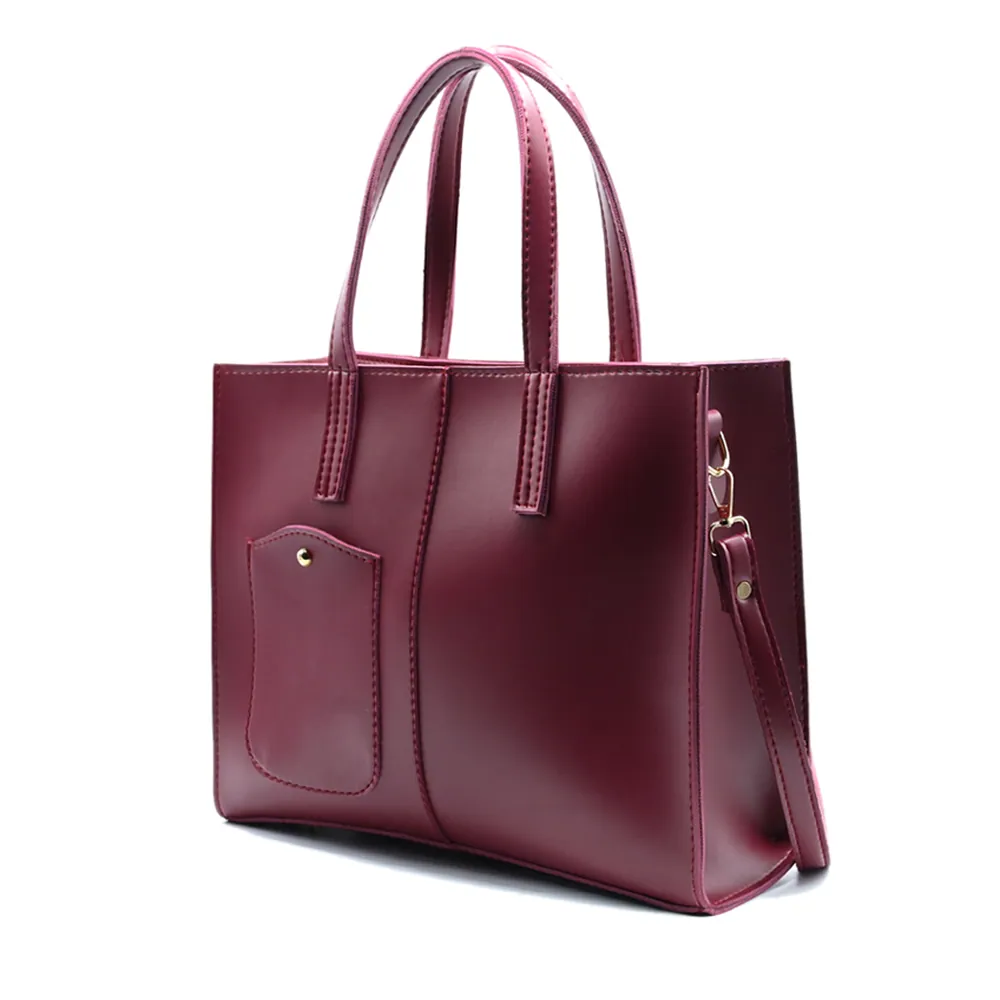 Modern Pocket Tote Maroon, view 3