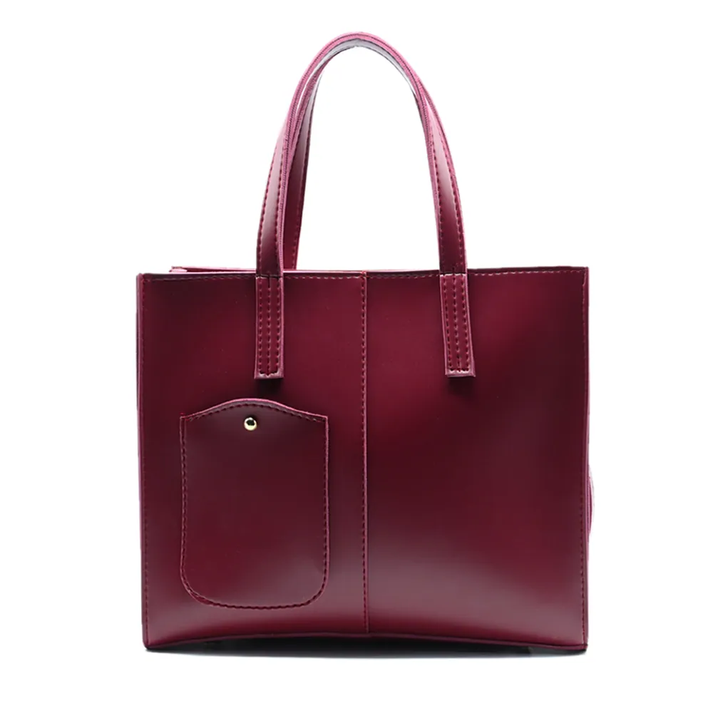 Modern Pocket Tote Maroon, view 4