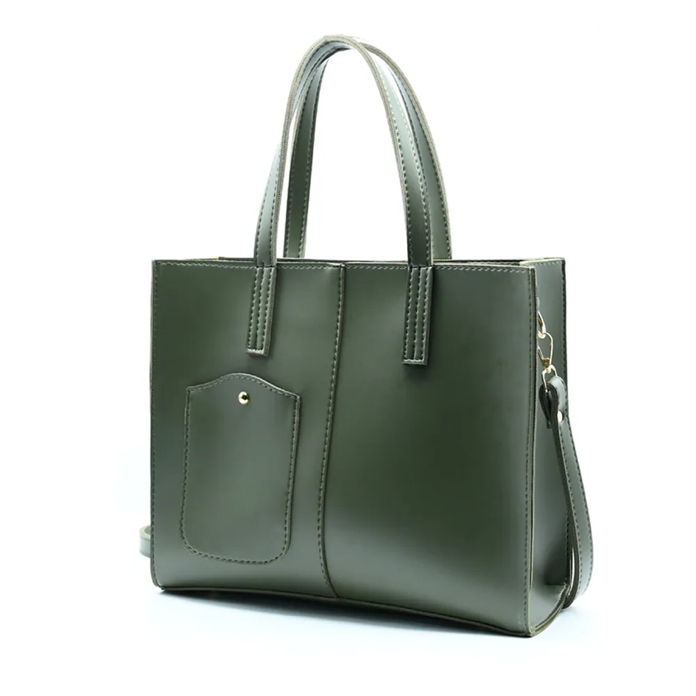 Modern Pocket Tote Olive Green, view 2