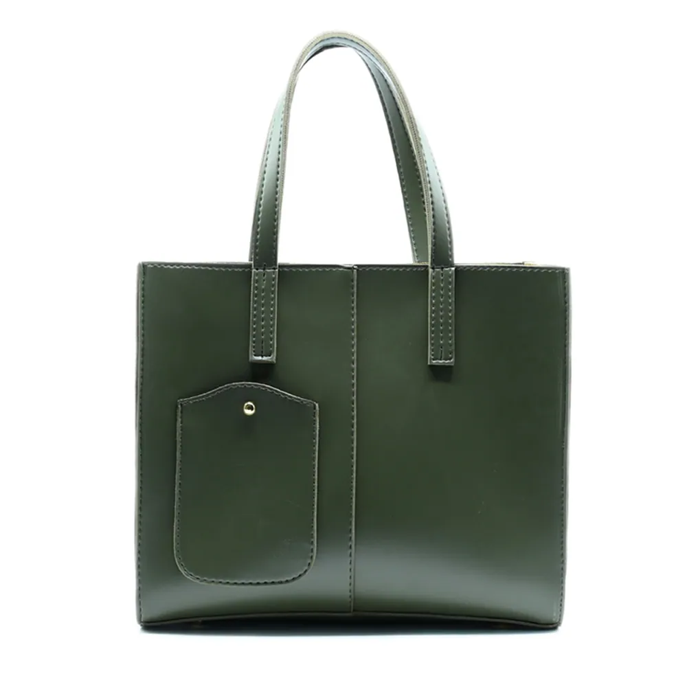 Modern Pocket Tote Olive Green, view 3