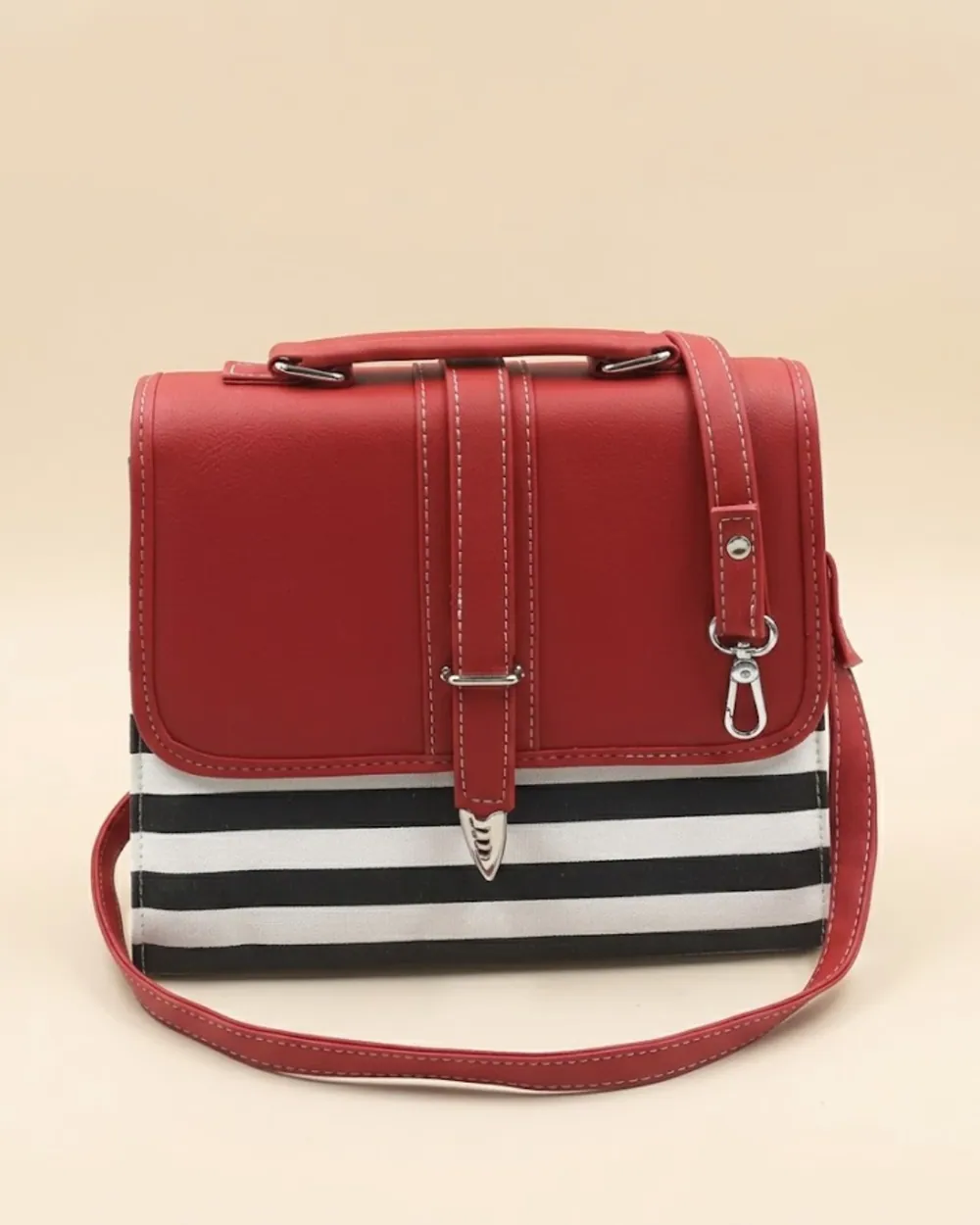 Multi Color Crossbody Bag - Black & Red, view 1