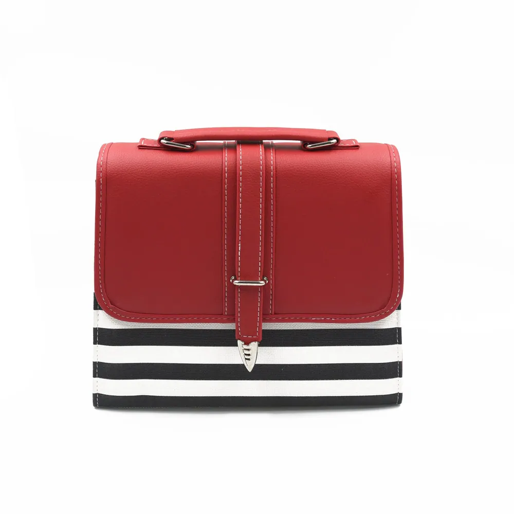 Multi Color Crossbody Bag - Black & Red, view 2