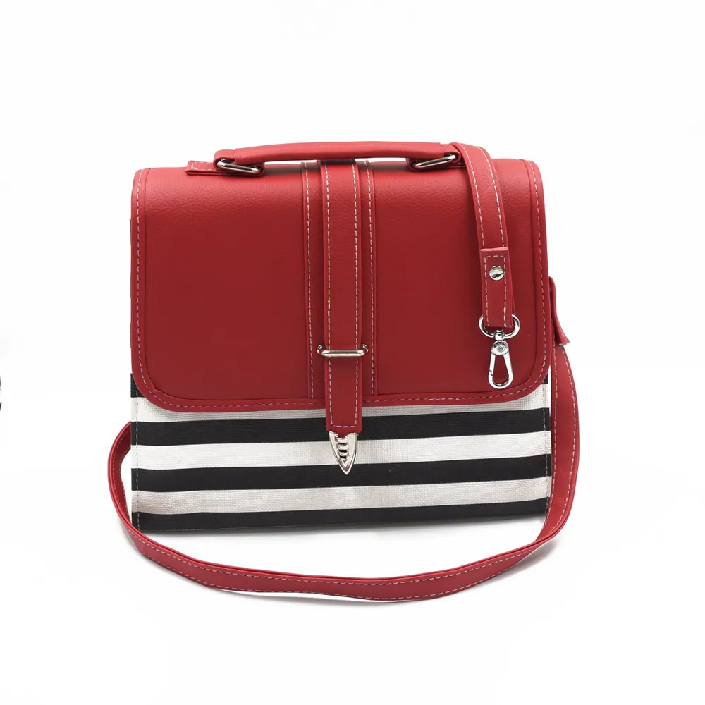 Multi Color Crossbody Bag - Black & Red, view 3