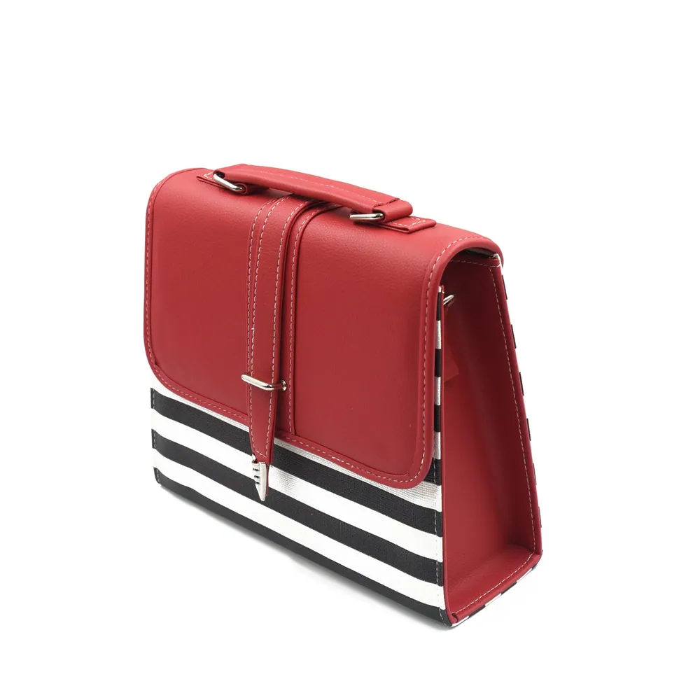 Multi Color Crossbody Bag - Black & Red, view 4