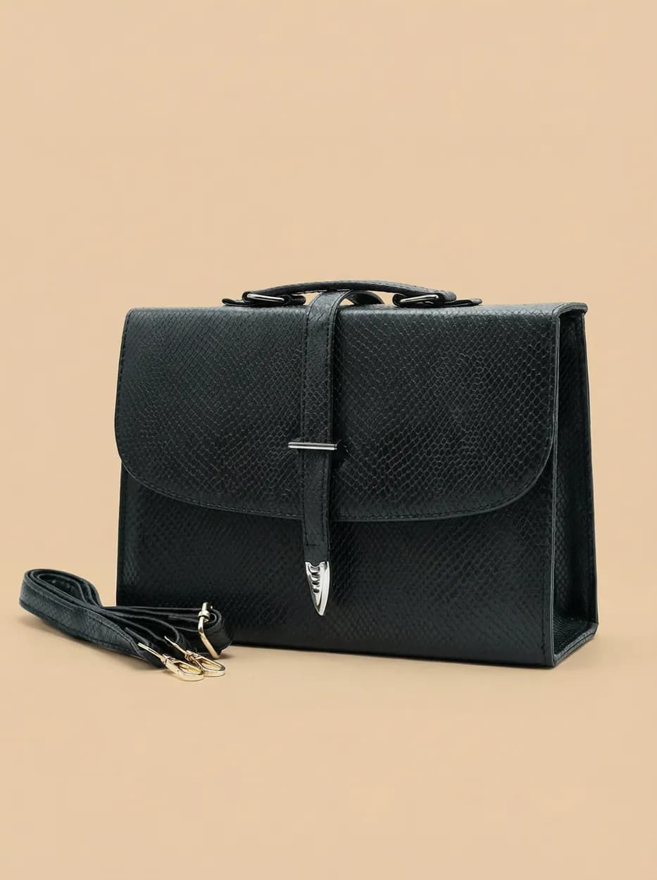 Classic Square Top Handle Bag - Black, view 1