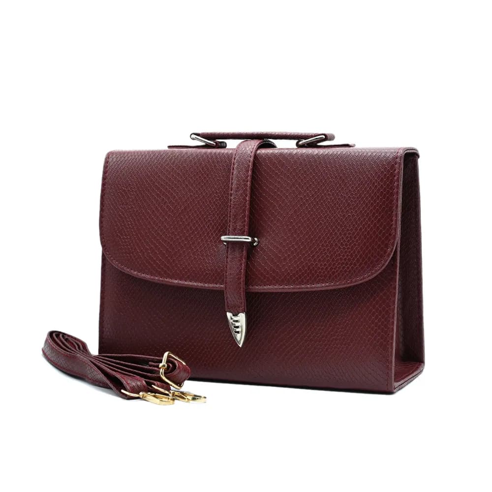 Classic Square Top Handle Bag - Mehroon, view 3