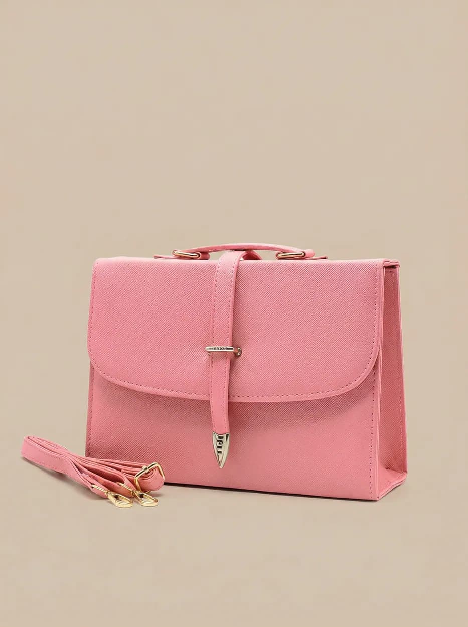 Classic Square Top Handle Bag - Pink, view 1