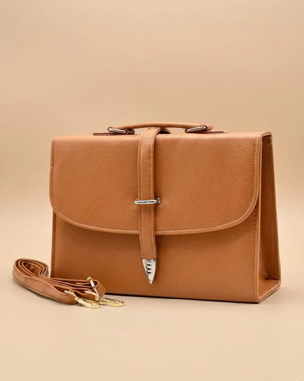 Classic Square Top Handle Bag - Tang colour, view 1