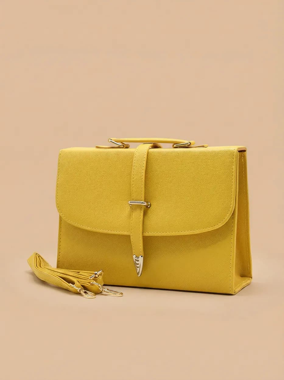 Classic Square Top Handle Bag - Yellow, view 1