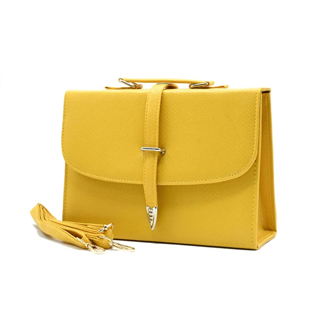 Classic Square Top Handle Bag - Yellow, view 3