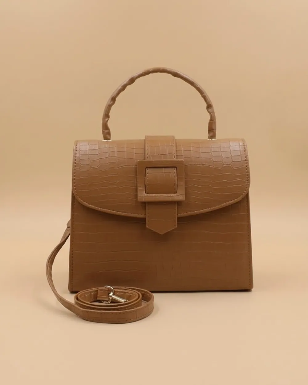 Formal Leather Woman Handbag-Brown, view 1