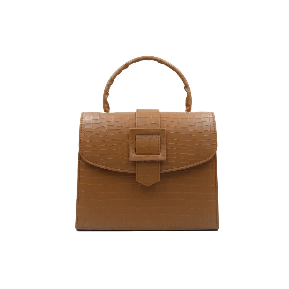Formal Leather Woman Handbag-Brown, view 3