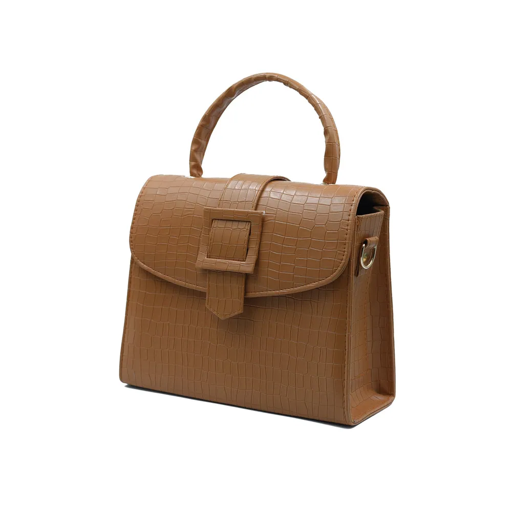 Formal Leather Woman Handbag-Brown, view 4