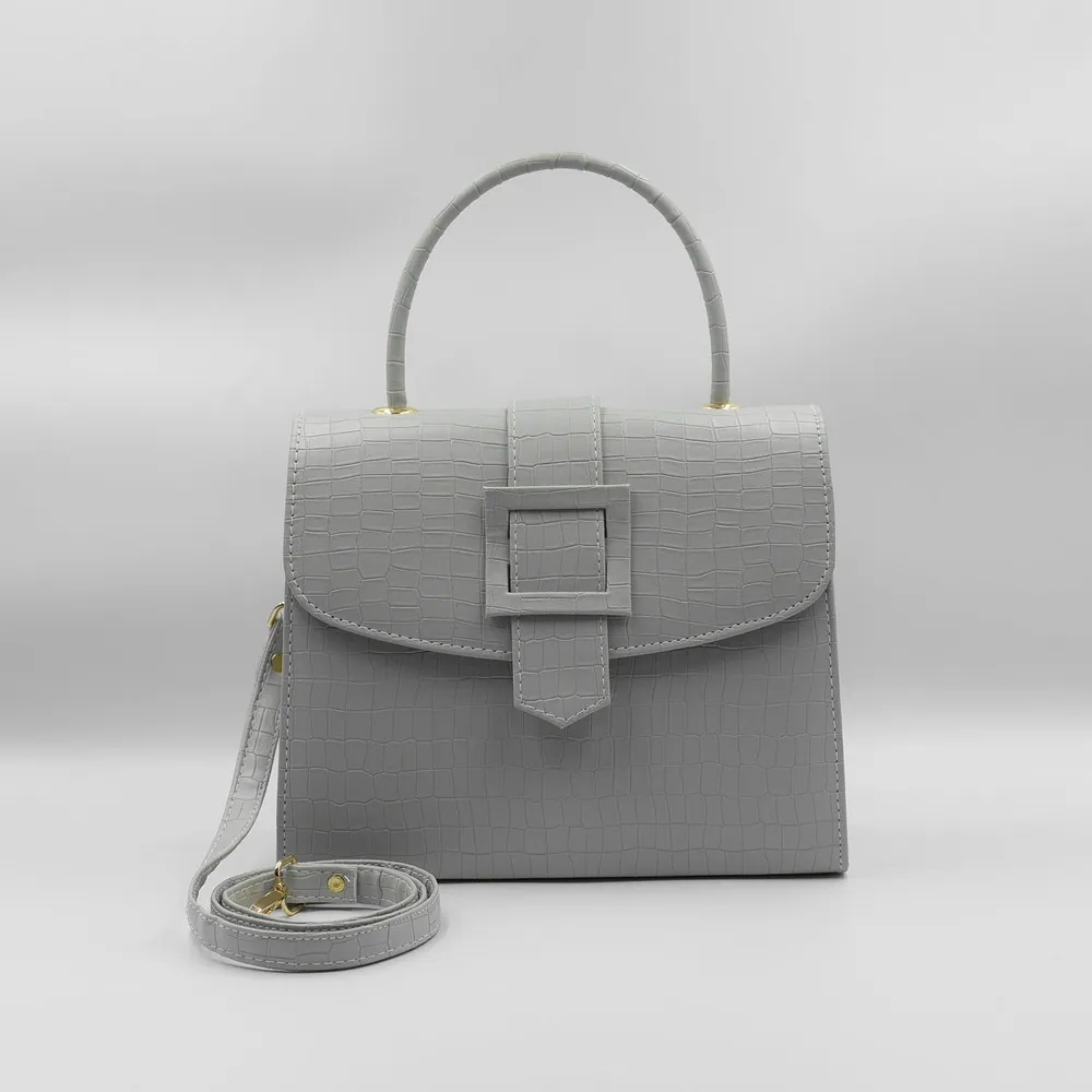 Formal Leather Woman Handbag - Grey, view 1