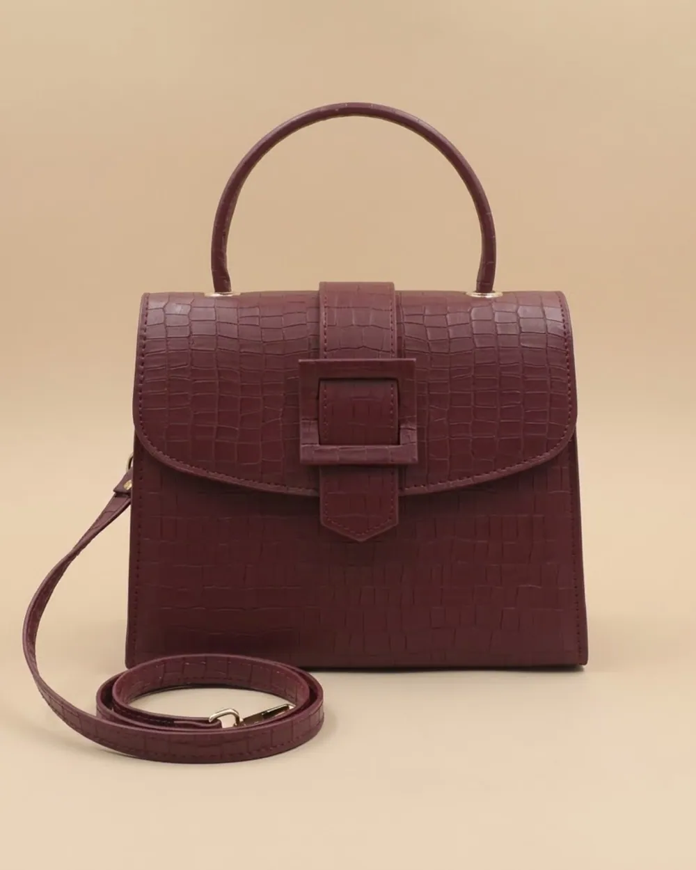 Formal Leather Woman Handbag - Maroon, view 1